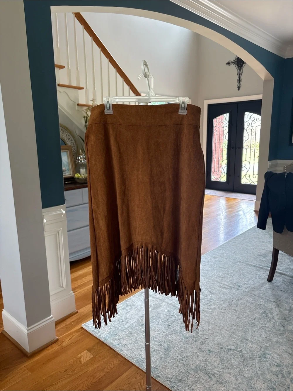 Faux Suede Fringe Midi Skirt - Western Style Concert - Picture 2 of 9